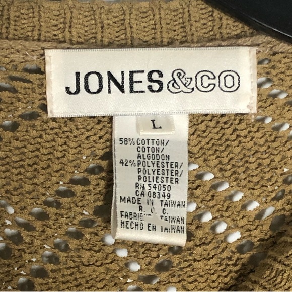 Beautiful Tan Crocheted Button Up Sweater by Jones & Co. - Picture 8 of 10